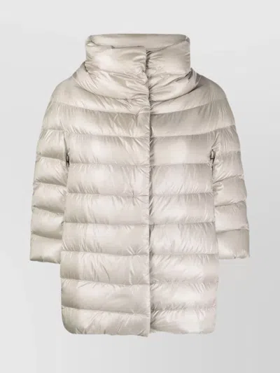 Herno Padded High Neck Short Sleeves Quilted Jacket In Gray