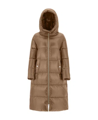 Herno Padded Hooded Coat In Brown
