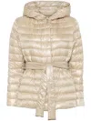 Herno Down Jacket Hooded Waist Belted In Neutral