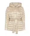 Herno Down Jacket Hooded Waist Belted In Neutral