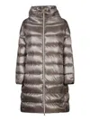 Herno Matilde Grey Down Jacket With Mock Neck And Two Front Welt Pockets With Button In Tech Fabric Woman In Grey