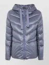 Herno Padded Hooded Quilted Cape Drawstring In Blue