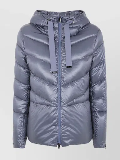 HERNO PADDED HOODED QUILTED CAPE DRAWSTRING
