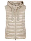 Herno Quilted Sleeveless Hooded Jacket Drawstring In Neutral