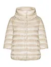 Herno Padded High Neck Short Sleeves Quilted Jacket In Beige