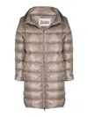 Herno Down-feather Mid-length Coat In Beige