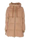 Herno Down Jacket With Hood And Quilted Design In Beis