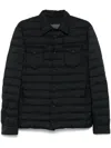 Herno Quilted Blue Coat With Button-up Front In Black