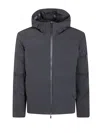Herno High-collar Hooded Down Jacket With Logo Detail In Black