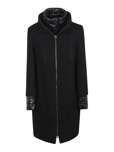 Herno Virgin Wool Coat With High Neck In Black