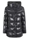 Herno Women Glossy Nylon Down Jacket In Black