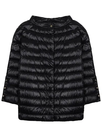 Herno Short Padded Jacket With Horizontal Quilting In Black