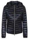 Herno Ultralight Down Bomber Jacket With Double Slider Zip In Blu Navy