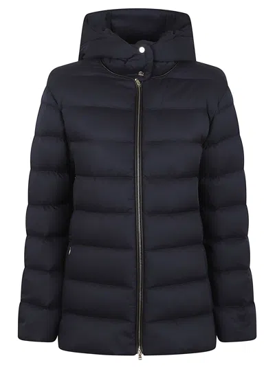 Herno Hooded Quilted Jacket Side Zipper Pocket In Black