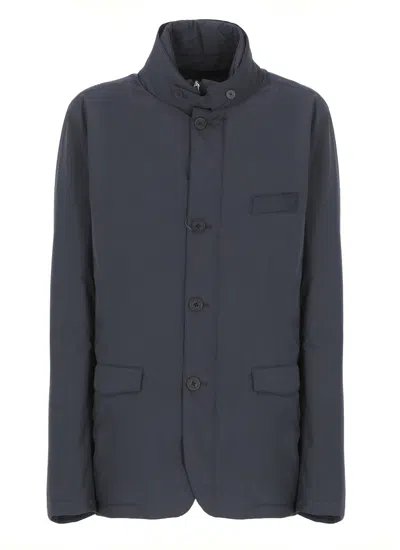 Herno Padded Jacket With High Neck And Pockets In Blue