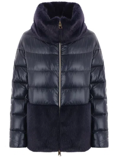 Herno High-neck Padded Down Jacket In Blue