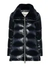 Herno Ultralight Nylon Down Jacket And Lady Alternative Fur In Blue