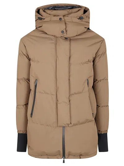 Herno Padded Down Coat With High Collar And Hood In Brown