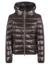Herno Quilted High Collar Long Sleeve Jacket In Brown