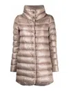 Herno Light Brown Amelia Midi Down Jacket In Metallic