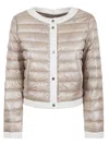 Herno Quilted Jacket With Contrast Trim And Long Sleeves In Chantilly