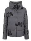 Herno High Collar Padded Jacket Sequins In Gray
