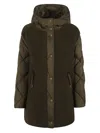 Herno Down Jacket With Faux Fur Insert In Green