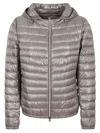 Herno Angela Ultralight Padded Bomber Jacket With Detachable Hood In Grey