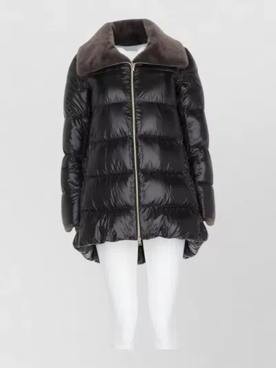 Herno Padded Jacket Lightweight Casual Style Faux Collar In Black