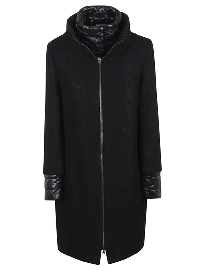 Herno Virgin Wool Coat With High Neck In Black