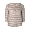 Herno Lightweight Quilted Coat Three Quarter Sleeves Buttons In Neutral