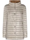 Herno Sand-colored Padded Jacket With High Collar In Neutrals