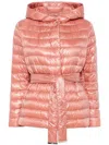 Herno Quilted Padded Jacket With Belted Waist In Pink