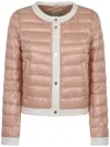 Herno Matte Trim Quilted Short Jacket In Pink