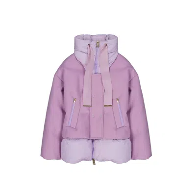 Herno Multicolor Polyamide Full-length Jacket In Pink
