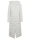 Herno Long Padded Quilted Hooded Jacket In White