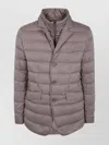 Herno Padded Jacket With Notched Lapel And Quilted Design In Brown