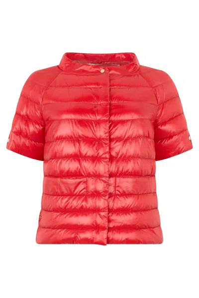 Herno Padded Jacket With Short Sleeves In A Vibrant Red Color
