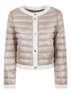Herno Quilted Jacket With Contrast Trim And Long Sleeves In Neutral