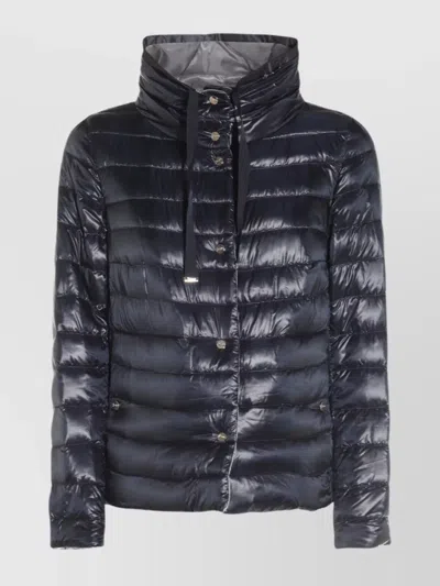 Herno Padded Jackets With High Collar And Shiny Finish In Black