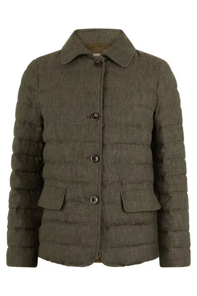 Herno Padded Khaki Down Jacket With Versatile And Chic Design In Brown