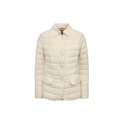 Herno Padded Linen Down Jacket With Classic Button Closure