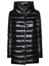 Herno Padded Long Coat With Flared Silhouette In Black