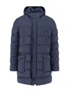 Herno Long Hooded Down Jacket In Blue