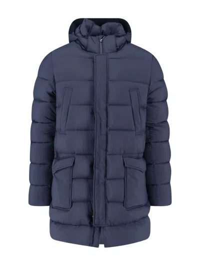 Herno Padded Long Down Jacket In Blue
