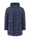 Herno Long Hooded Down Jacket In Blue