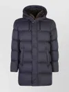 Herno Zip-up Hooded Drawstring Puffer Coat In Blue