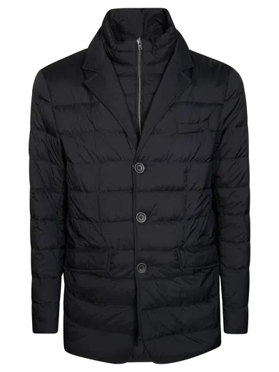 Herno Padded Notched Lapel Down Jacket In Black