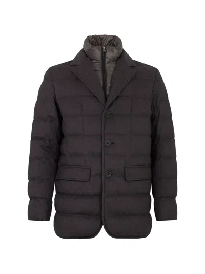 Herno Padded Notch-lapel Coat In Brown