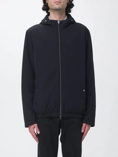 Herno Padded Nylon Windbreaker Jacket With Hood And Elasticated Hem In Black